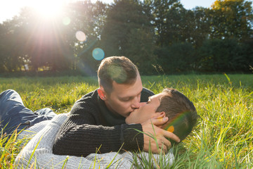 Shot of a kisses gay couple