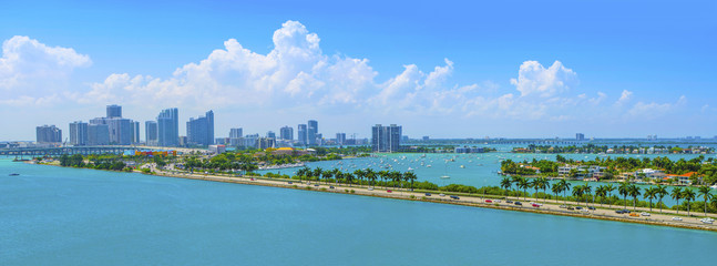 Fototapeta premium Miami MacArthur Causeway Panorama