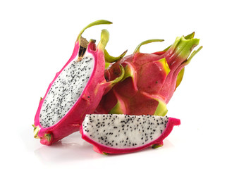 Fresh dragonfruit on white