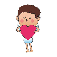 baby cupid with heart icon over white background. colorful design. vector illustration