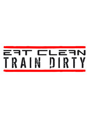 2 lines eat clean stamp buttons weight spoof cool text logo design train dirty weight lifting muscles muscles hard training