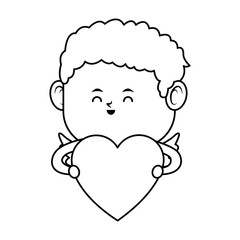 baby cupid with heart icon over white background. vector illustration