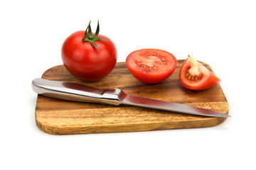 Closeup Fresh ripe tomatoes isolated on white