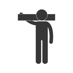 man carrying tool work figure pictogram vector illustration eps 10