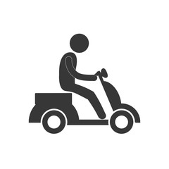 Fototapeta premium delivery man drive motorcycle figure pictogram vector illustration eps 10
