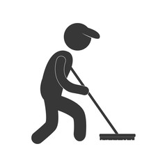 sweeper clean broom figure pictogram vector illustration eps 10