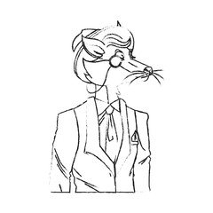 fox with hipster style over white background. vector illustration