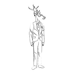 deer with hipster style over white background. vector illustration