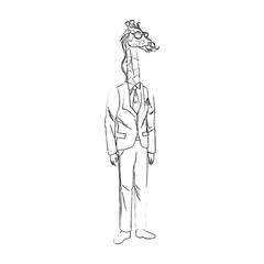 Fototapeta na wymiar giraffe with hipster style over white background. vector illustration