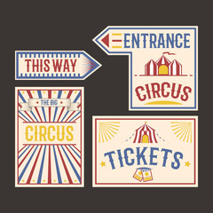 Circus vintage label banner vector illustration.