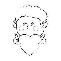 baby cupid with heart icon over white background. vector illustration