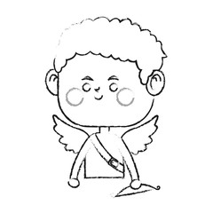 baby cupid holding a bow over white background. vector illustration