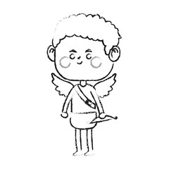 baby cupid holding a bow over white background. vector illustration