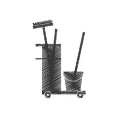 cleaning equipment broom bucket hand car vector illustration eps 10