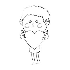 baby cupid with heart icon over white background. vector illustration