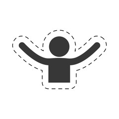 man happy hand open up joy figure pictogram vector illustration eps 10