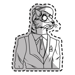 tiger with hipster style over white background. vector illustration