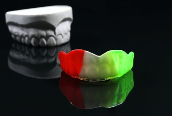 three colour  sport guard with teeth model