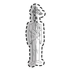 giraffe with hipster style over white background. vector illustration