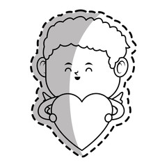 baby cupid with heart icon over white background. vector illustration