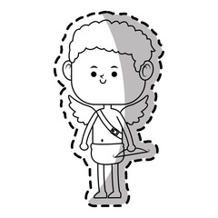 baby cupid holding a bow over white background. vector illustration
