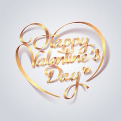 Obraz na płótnie Canvas Gold ribbon of valentines day vintage lettering background