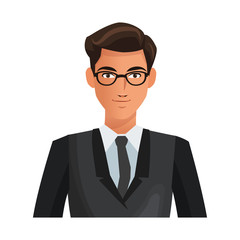 businessman cartoon icon over white background. colorful design. vector illustration