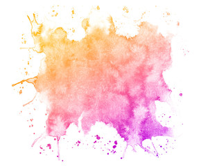 Abstract purple watercolor on white background.The color splashing on the paper.It is a hand drawn.