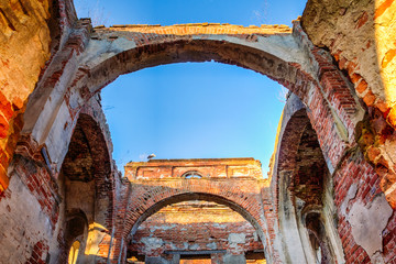 Ruins of old orthodox church in Belarus