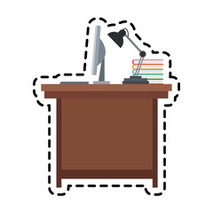 office desk icon over white background. colorful design. vector illustration
