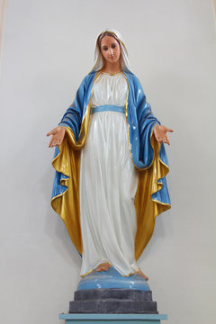 Statues of Holy Women in Roman Catholic Church isolated background