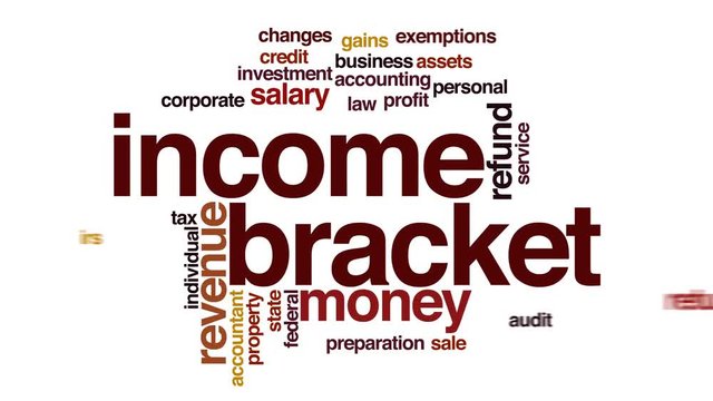 Income bracket animated word cloud, text design animation.
