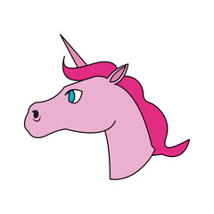 Pink unicorn horse icon over white background. colorful design. vector illustration