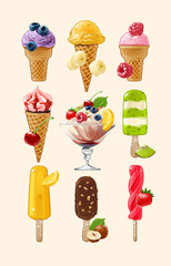 Set icons of ice cream