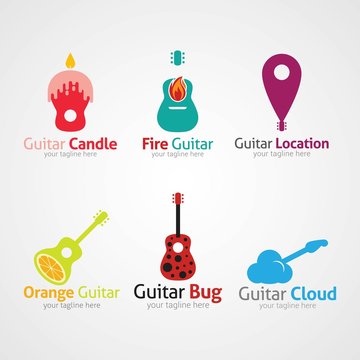 Guitar Logo Design Vector.