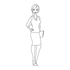 businesswoman cartoon icon over white background. vector illustration