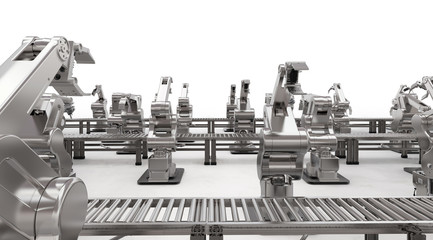 robotic arm with conveyor line