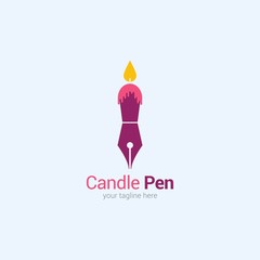 Candle Logo Design Vector.