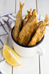 fried smelt close-up on the table