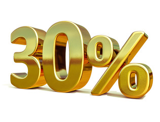 3d Gold 30 Percent Discount Sign