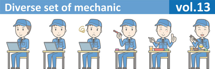 Diverse set of mechanic, EPS10 vol.13 (Young mechanic in blue uniform)