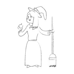 witch cartoon icon over white background. vector illustration