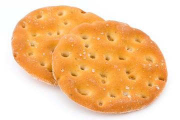 Short pastry cookies isolated on white background.