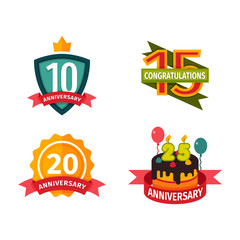 Happy birthday badges vector icons