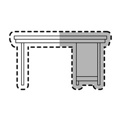 office desk icon over white background. vector illustration
