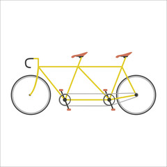 Hipster double bicycle flat vector illustration.