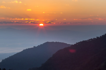 Sunrise fog on the mountain