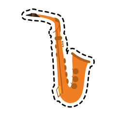 saxophone instrument icon over white background. colorful design. vector illustration