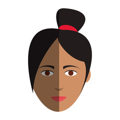 woman face cartoon icon over white background. colorful design. vector illustration