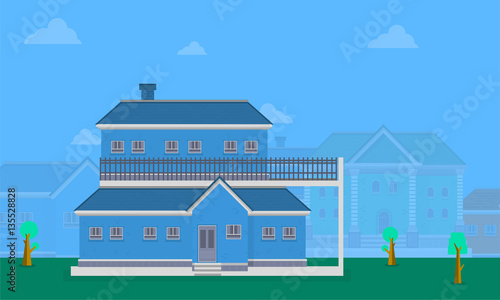 "Vector flat of big house collection" Stockfotos und lizenzfreie